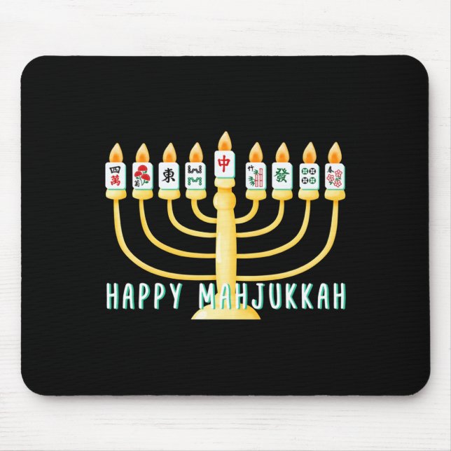 Mousepad Happy Hanukkah Mahjong Menorah Mahjukkah Chanukkah (Frente)