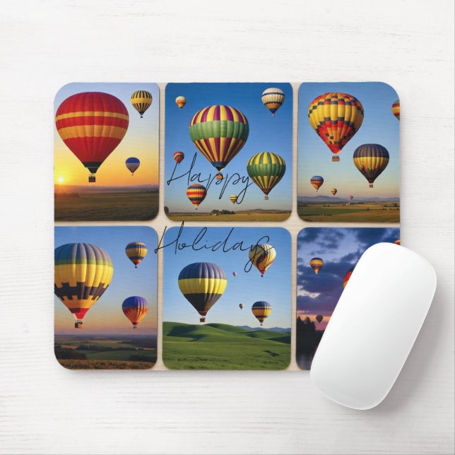 Mousepad Happy Holidays-Hot Air Balloons (Com mouse)