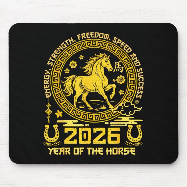 Mousepad Happy Lunar Chinese New Year Of The Horse 2026 Zod (Frente)