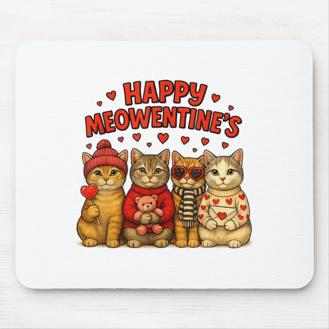 Mousepad Happy Meowentines Cute Valentine Cats Love Women M (Frente)