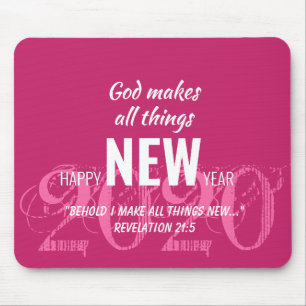Mousepad HAPPY NEW YEAR 2020 Customized Scripture PINK