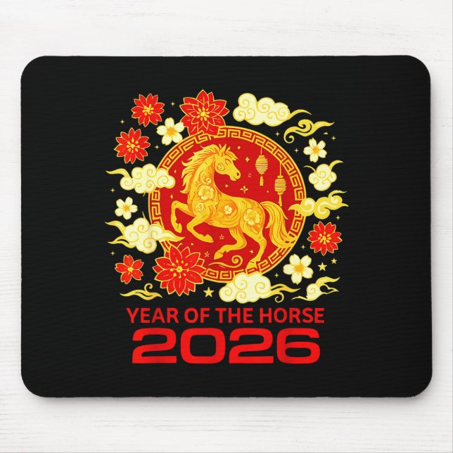Mousepad Happy New Year 2026 Chinese New Year Horse Zodiac  (Frente)