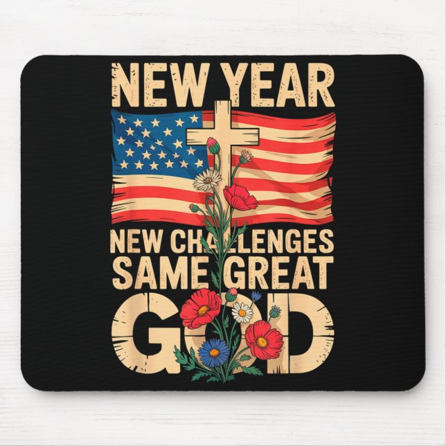 Mousepad Happy New Year 2026 Christian Challenges Same Grea (Frente)