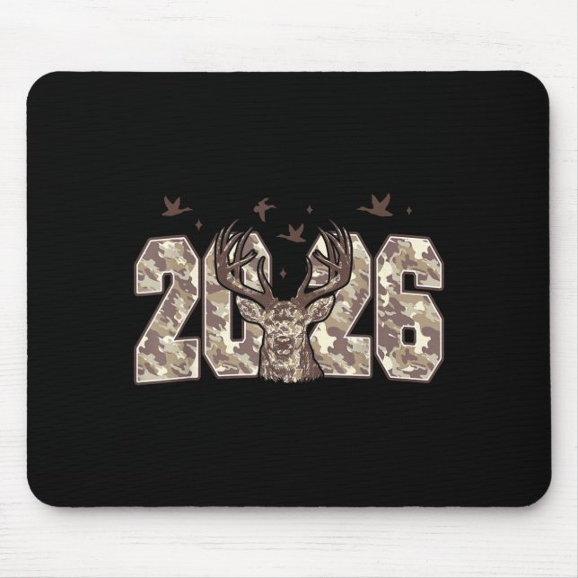 Mousepad Happy New Year 2026 Deer Buck Hunting Camo Camoufl (Frente)