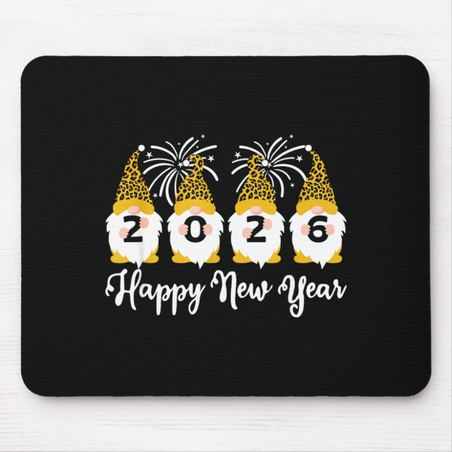 Mousepad Happy New Year 2026 Gnomes Leopard Print Gnomies G (Frente)