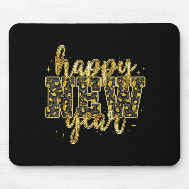 Mousepad Happy New Year 2026 Gold Leopard Countdown Party F (Frente)