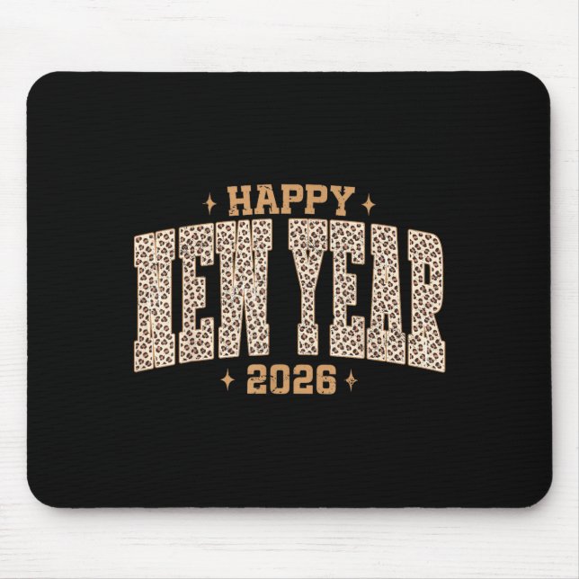 Mousepad Happy New Year 2026 Retro Leopard New Years Eve Pa (Frente)