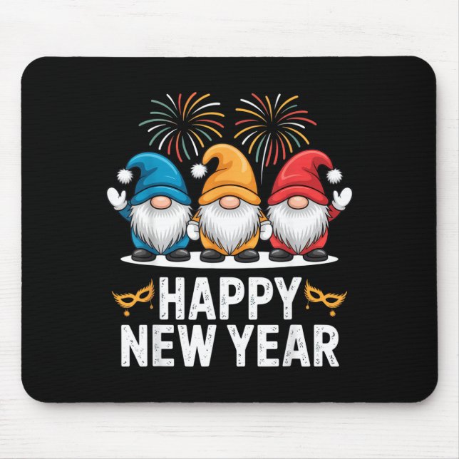 Mousepad Happy New Year Gnomes For Party Lovers And Festive (Frente)