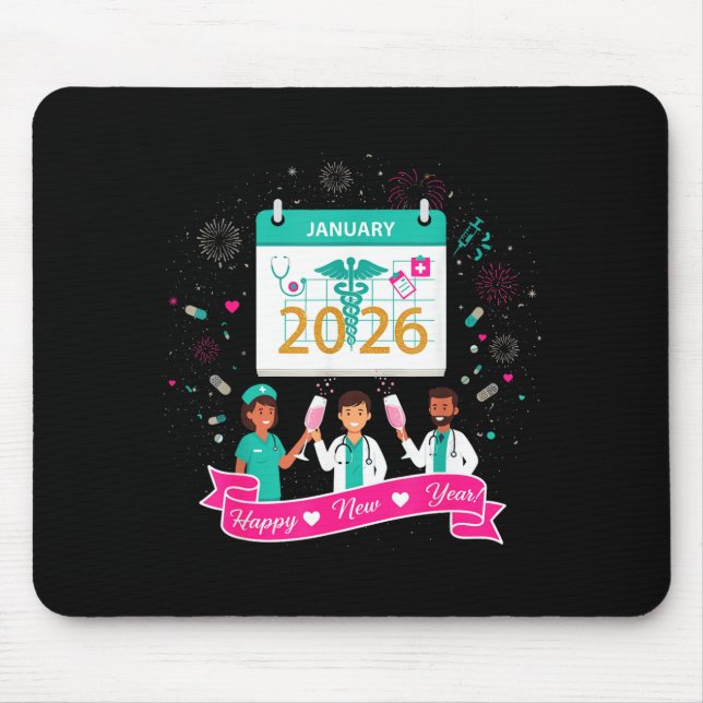 Mousepad Happy New Year Nurse Shirt; Cute Medical Staff 202 (Frente)