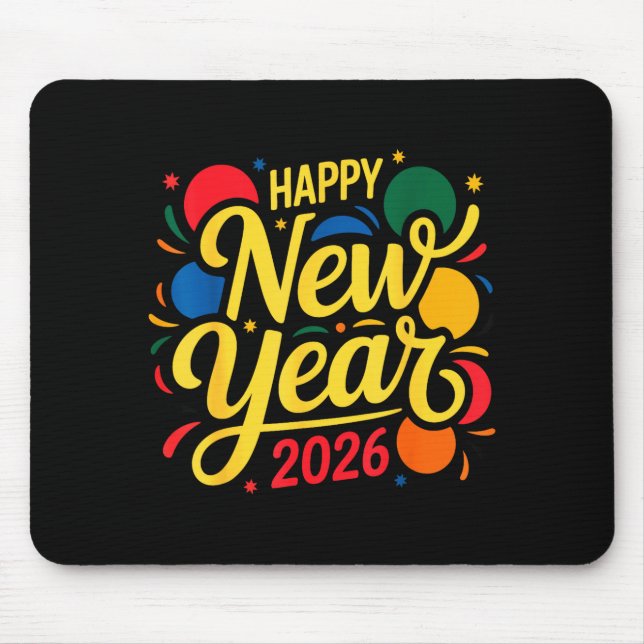Mousepad Happy New Year Party 2026 Ballon Family Matching M (Frente)