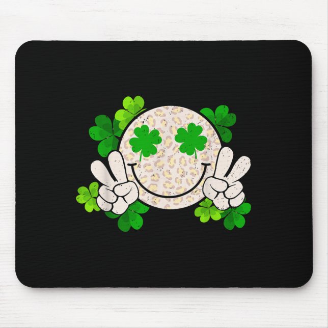 Mousepad Happy St Patrick's Day Leopard Smile Face Irish Sh (Frente)
