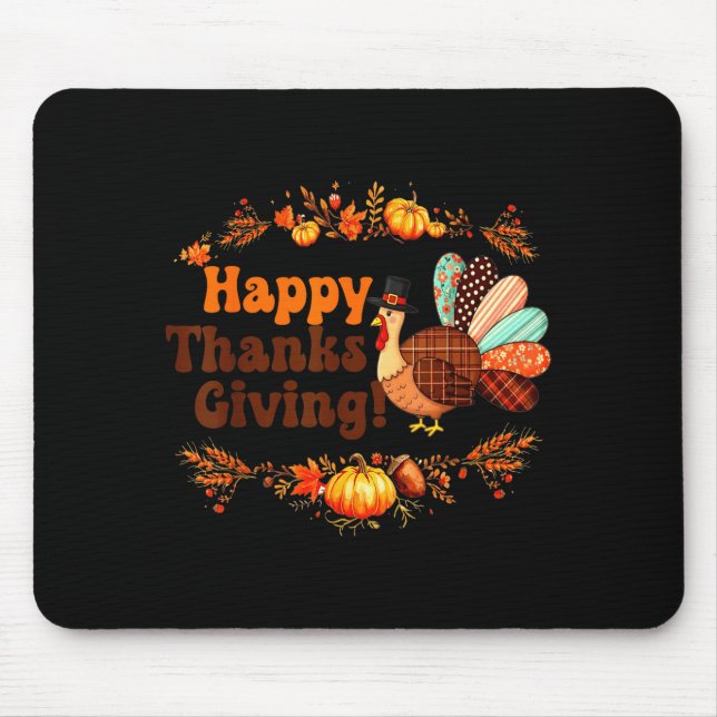Mousepad Happy Thanksgiving For Turkey Day Family Dinner Me (Frente)