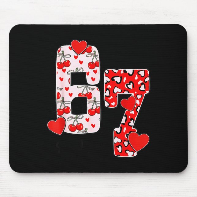 Mousepad Happy Valentine’s Day 67 Meme Hearts Coquette Bow  (Frente)