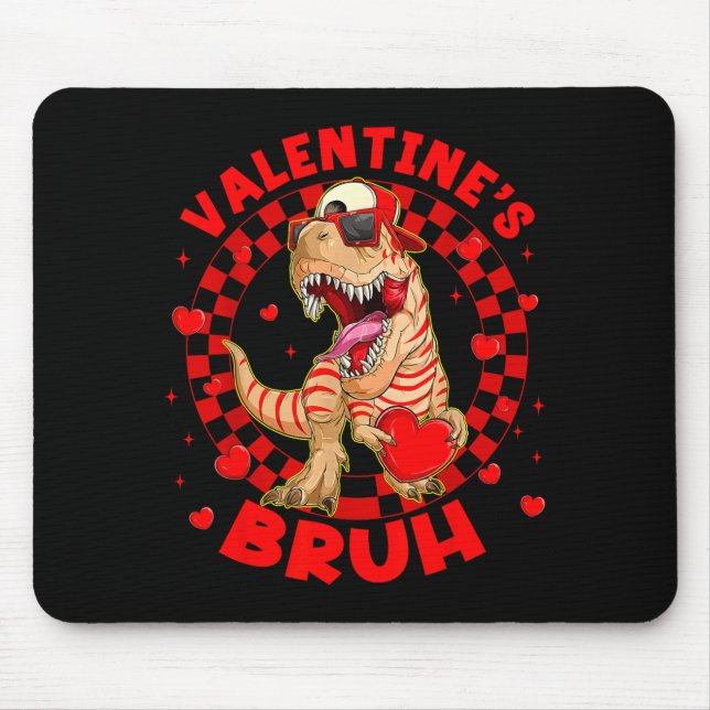 Mousepad Happy Valentine's Bruh Funny Dinosaur Valentine Me (Frente)