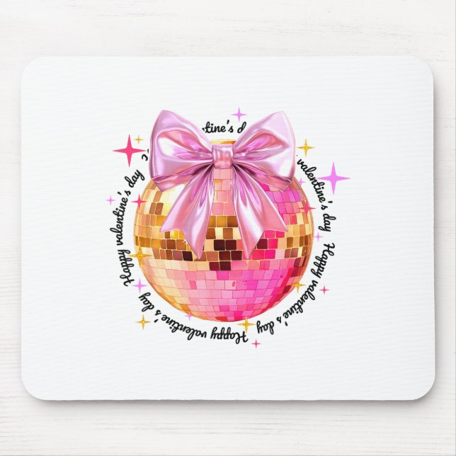 Mousepad Happy Valentine's Day Funny Coquette Disco Ball Gi (Frente)