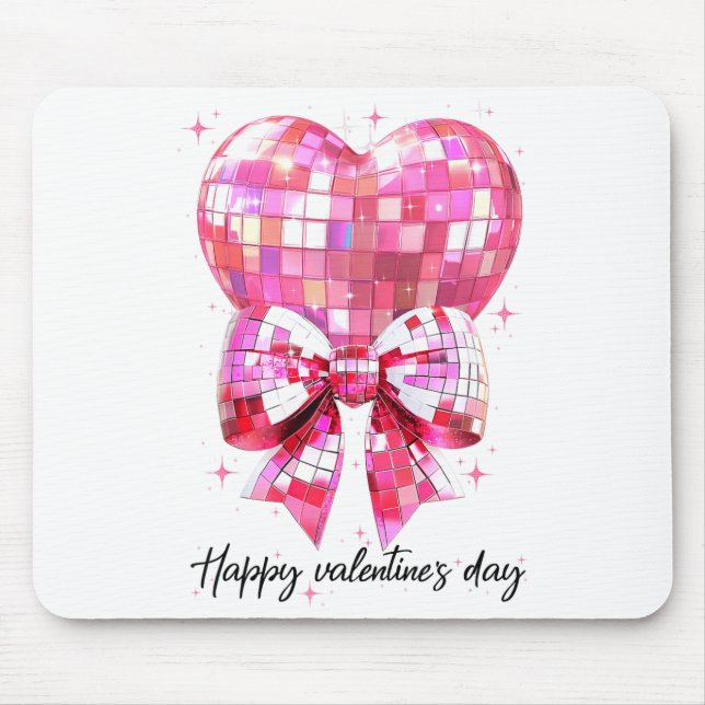 Mousepad Happy Valentine's Day Funny Coquette Disco Ball He (Frente)