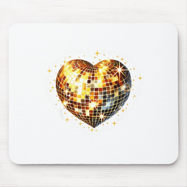 Mousepad Happy Valentine's Day Funny Gold Coquette Disco Ba (Frente)
