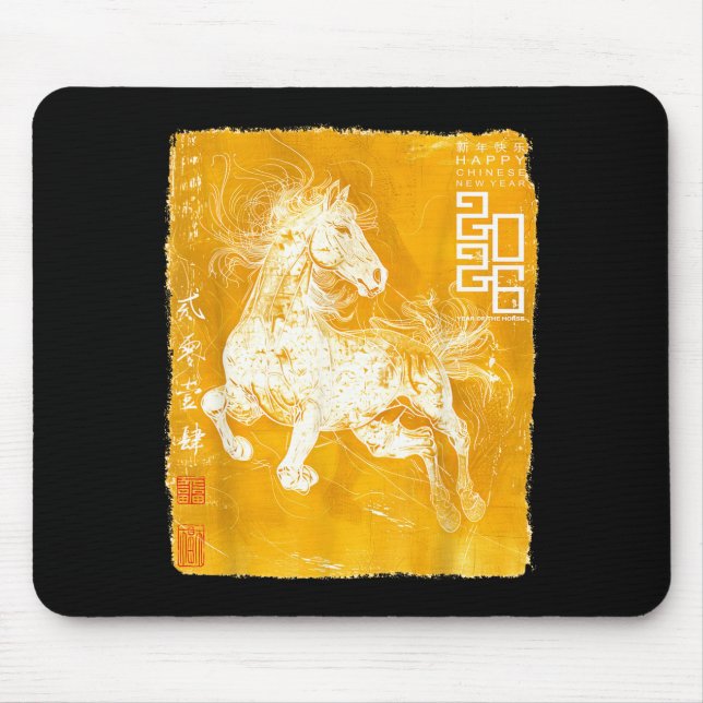 Mousepad Happy Zodiac Horse Chinese Lunar New Year 2026 Sta (Frente)