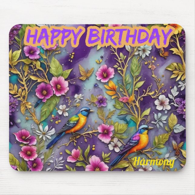 Mousepad HARMONY ~ Aves Flores ~ Cartões de aniversários ~ (Frente)