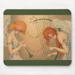 Mousepad Harpa da flauta dos músicos do anjo do Victorian