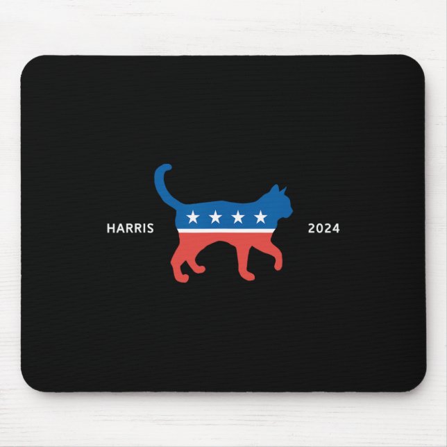 Mousepad Harris 2024 Democrat Cat - Votação Para Kamala Whe (Frente)