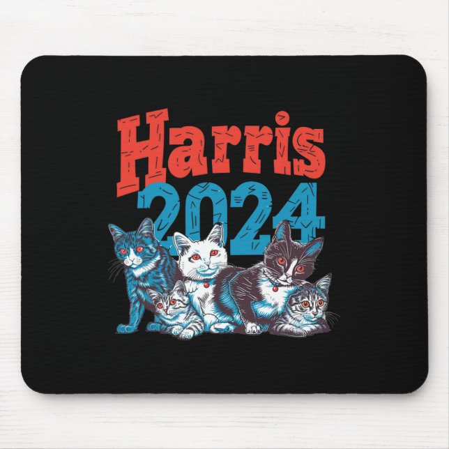 Mousepad Harris Eletion Lady 2024 Democrat Crazy Gatinho (Frente)