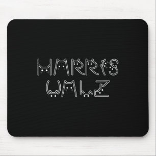 Mousepad Harris Tim Walz Waltz Gato Design de Letra Fonte 2