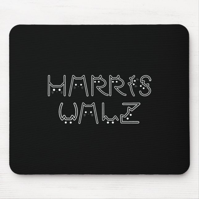 Mousepad Harris Tim Walz Waltz Gato Design de Letra Fonte 2 (Frente)