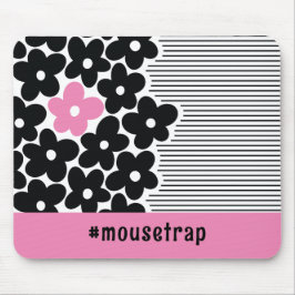 Mousepad Hashtag Floral Rosa e Preto Moderno