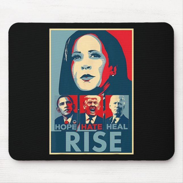 Mousepad Hate Heal Cresce Presidente Kamala Harris Campai (Frente)