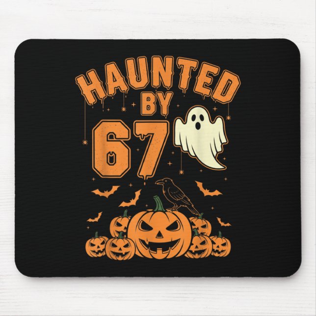 Mousepad Haunted By 67 – Funny Ghost And Pumpkin Halloween  (Frente)