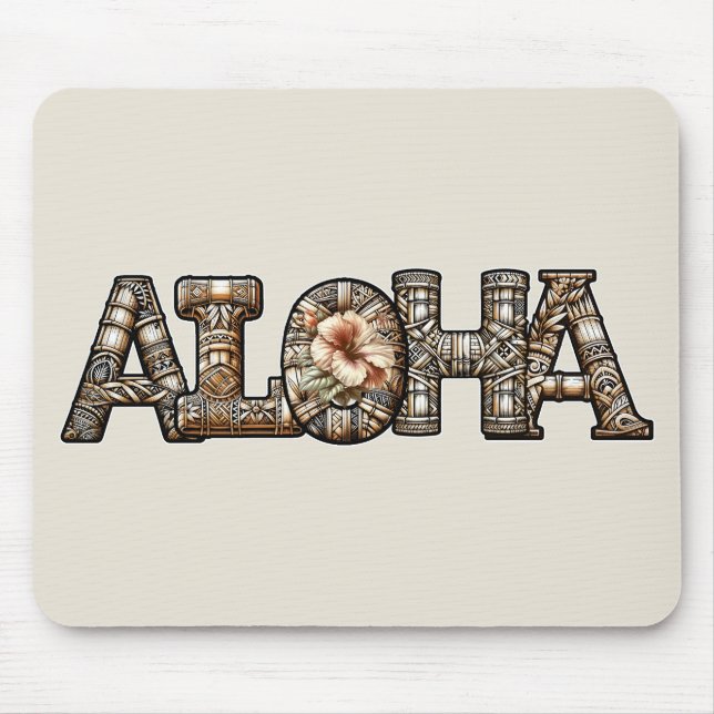 Mousepad Havaiano Polinésio Aloha Bambu Look (Frente)