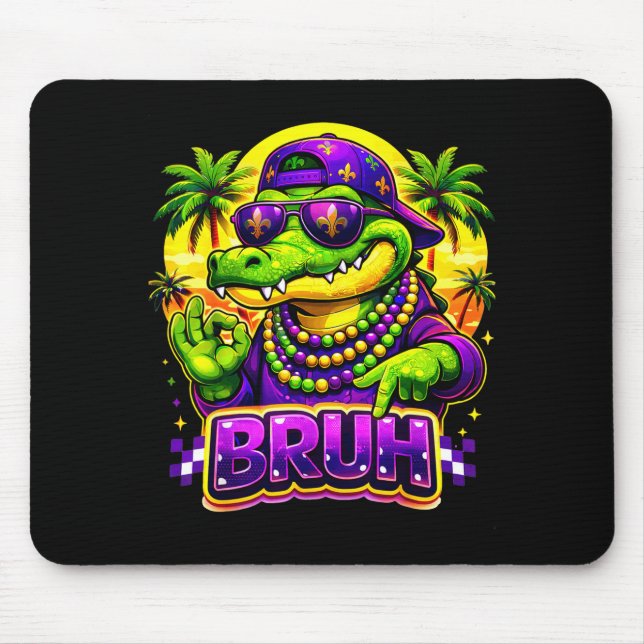 Mousepad Havaiano Tropical Fofão Jacaré Carnaval Bruh  (Frente)
