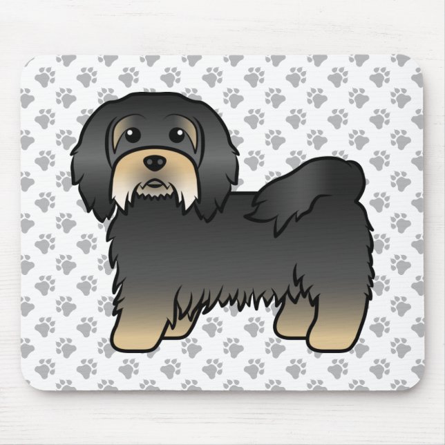 Mousepad Havanês Preto e Castanho Cachorro de Desenho Anima (Frente)