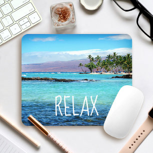 Mousepad Hawaii Beach Blue Ocean Palm Trees Relaxa