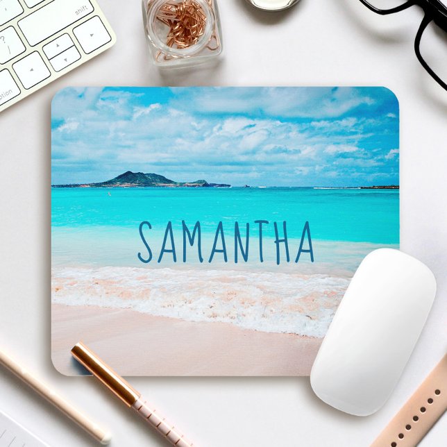 Mousepad Hawaii Sandy Beach Blue Ocean Photo Name (Criador carregado)
