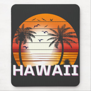 Mousepad Hawaii Vintage Palm Trees Summer Beach