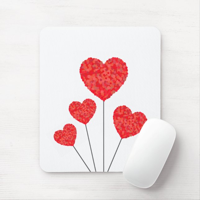 Mousepad Heart Balloons Illustration Design (Com mouse)