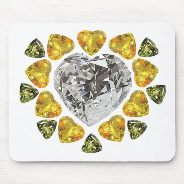 Mousepad Heart Diamond Gemstone Art (Frente)