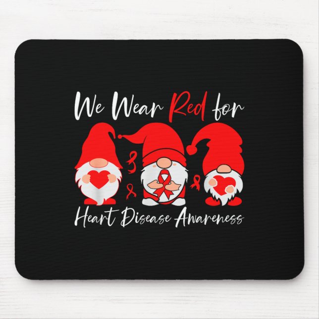 Mousepad Heart Disease Awareness Gnome  (Frente)