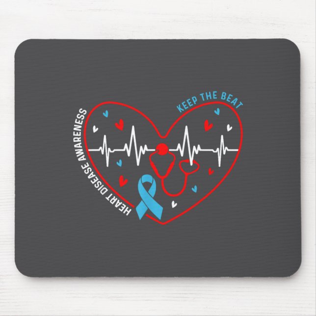 Mousepad Heart Disease Awareness Heartbeat Survivor Warrior (Frente)