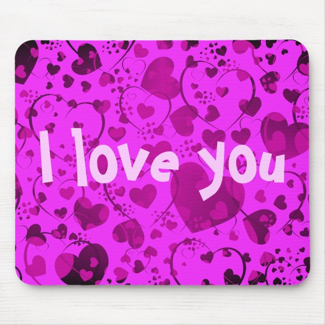 Mousepad HEART Padrão ART 6 + seu texto | rosa (Frente)