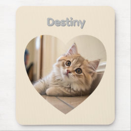 Mousepad Heart-Shaped Cat Design