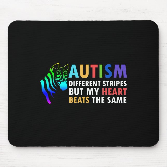 Mousepad Heart Zebra dizendo conscientização do autismo ins (Frente)