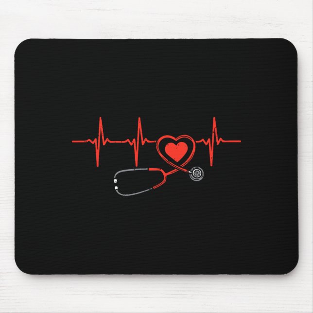 Mousepad Heartbeat Scrub Valentine Nurse Valentines Day Rn  (Frente)