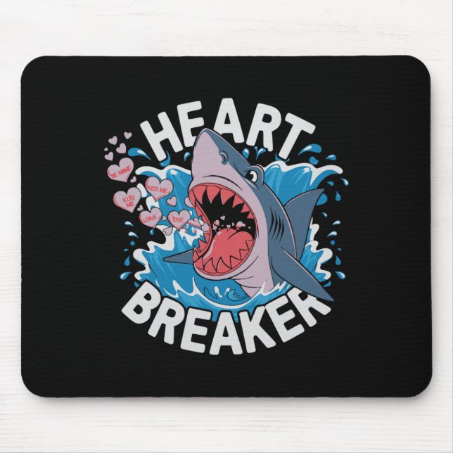 Mousepad Heartbreaker Shark Cute Funny Love Design For Vale (Frente)