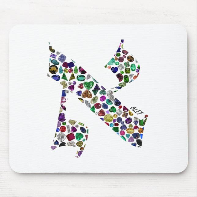 Mousepad Hebraico - Letra ALEF feita com Gemstones (Frente)