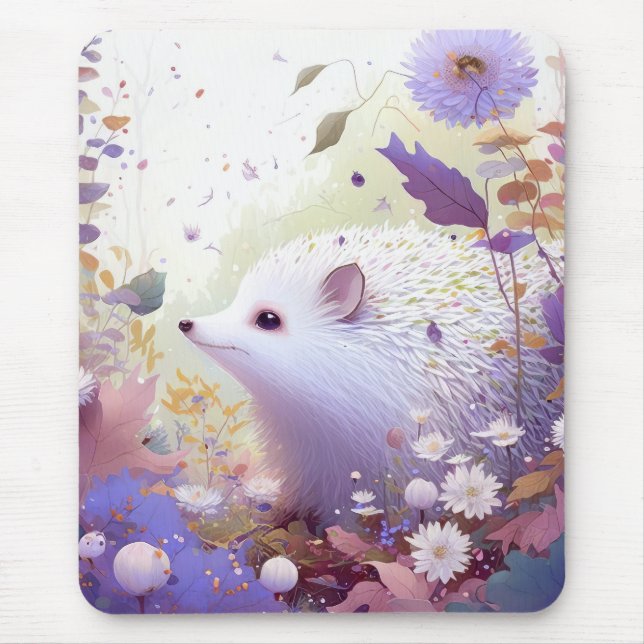 Mousepad Hedgehog Portrait Animal Painting Willife Forest (Frente)