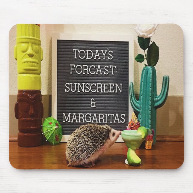 Mousepad Hedgehog Sunscreen e Margaritas (Frente)
