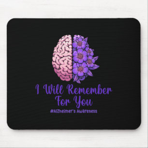 Mousepad Heimerheimer Roxo Cérebro Floral Eu Vou Lembrar De